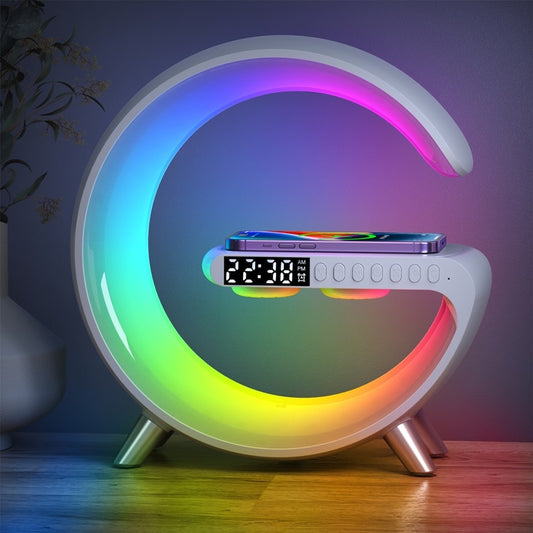 Wireless Charger Alarm Clock Speaker RGB Night Light