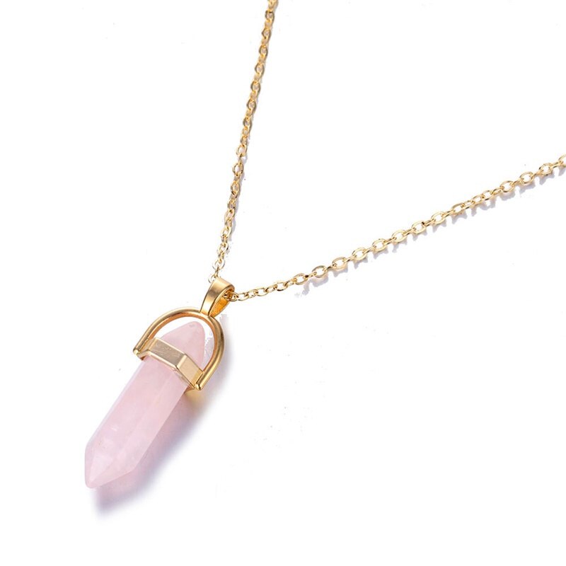 1 PCS Natural Stone Moon Choker Gold Color Crystal Pendant Necklace For Women